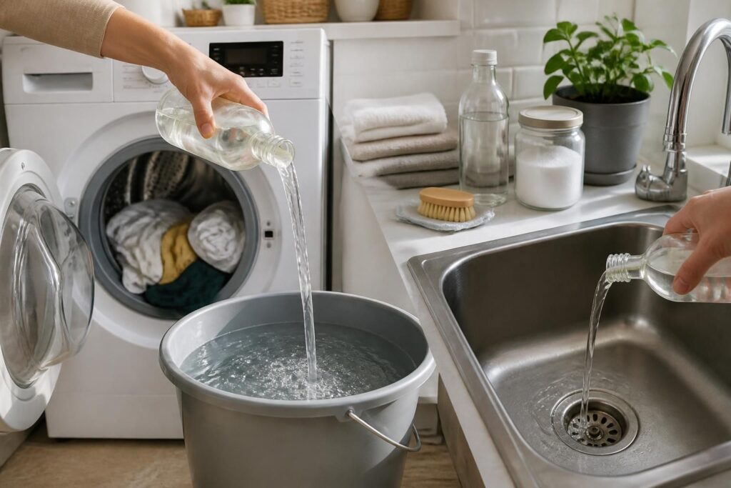 découvrez comment utiliser les cristaux de soude liquide pour nettoyer efficacement votre linge et déboucher vos canalisations de manière naturelle et économique.