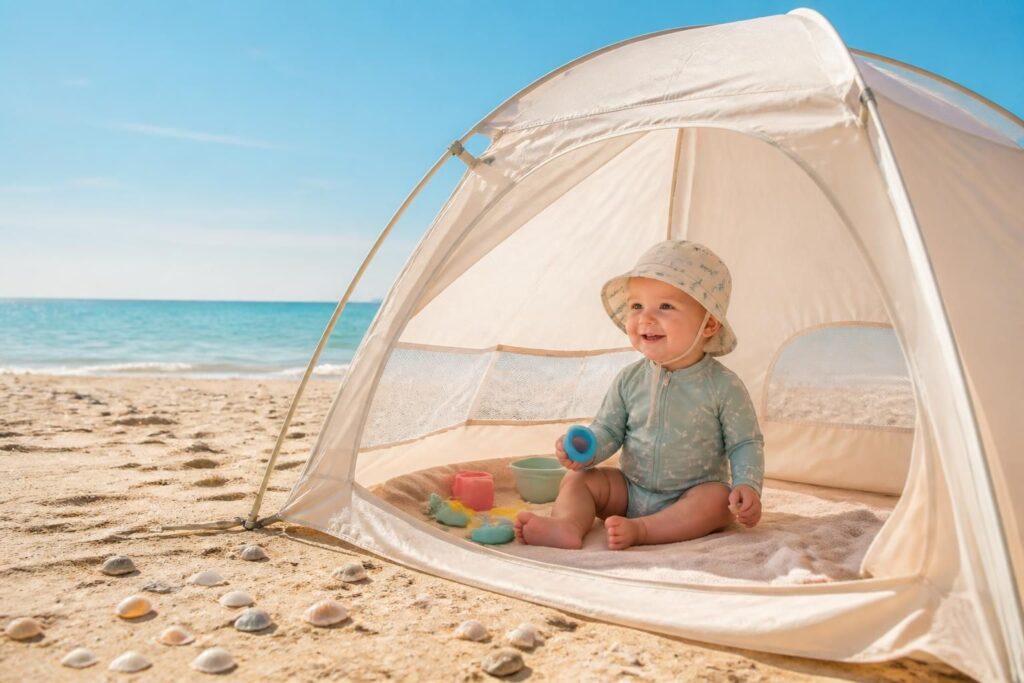 découvrez comment choisir la meilleure tente anti-uv pour bébé afin d'assurer une protection optimale sur la plage contre les rayons nocifs du soleil.