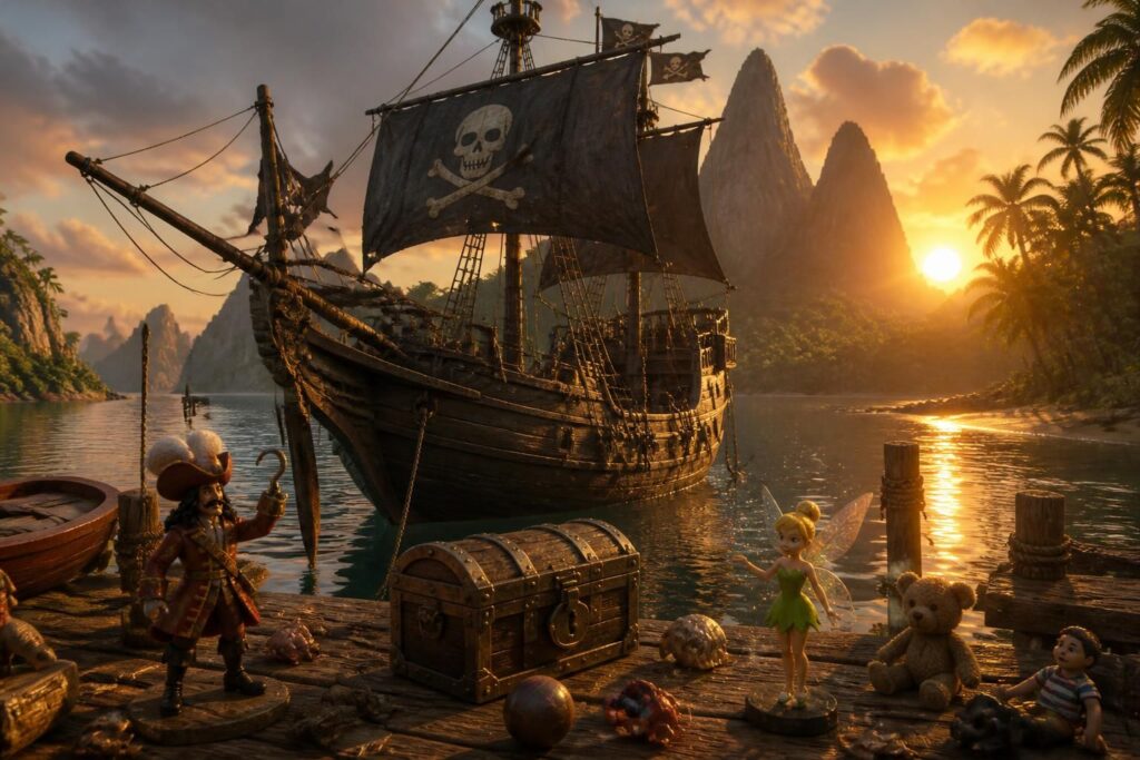 découvrez l'histoire du bateau du capitaine crochet, ses jouets emblématiques et ses nombreuses références dans l'univers disney.